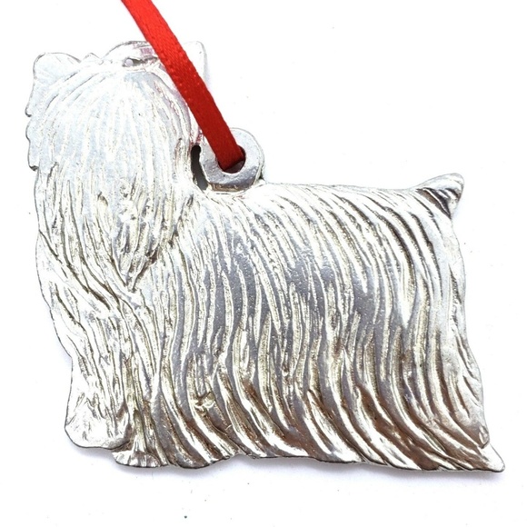 Pewter Yorkie Dog Double Sided Ornament - Picture 2 of 8